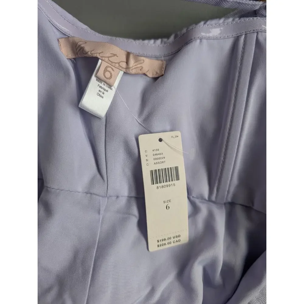 NWT Anthropologie Hutch Ruched Tulle Bow Mini Dress Size 6 Lavender #NC431